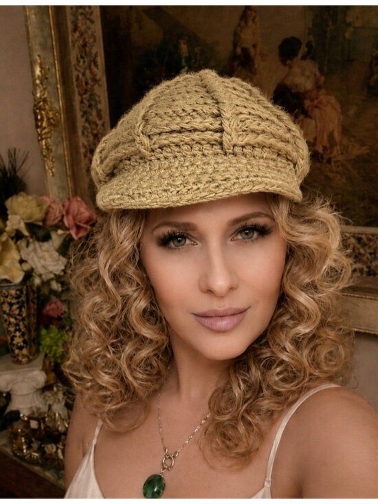 Vintage Accessories - Vintage 70s Psychedelic Crochet Newsboy Cap